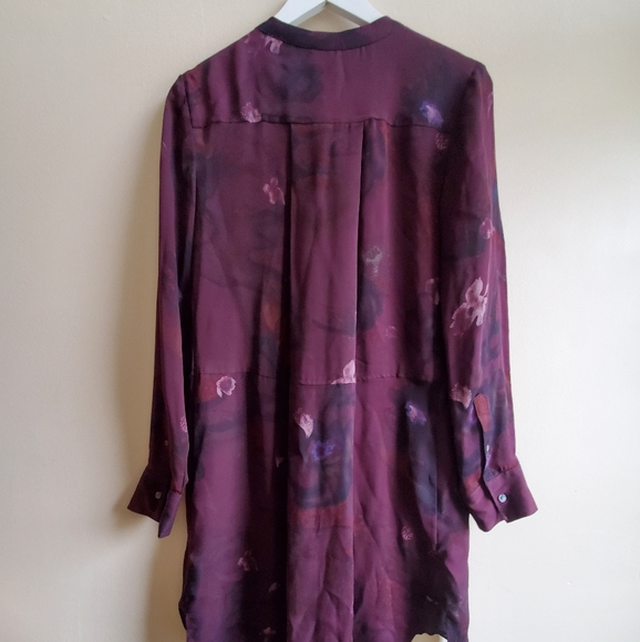 Aritzia Wilfred Silk Bossut Shirt Dress Burgandy Limited Edition in Floral XS - Picture 5 of 12